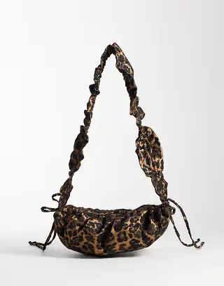 ASOS DESIGN ruched cross body in leopard