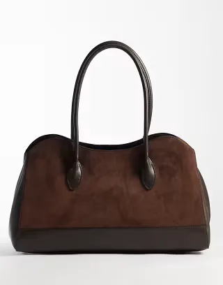 ASOS DESIGN curve top tote bag in chocolate