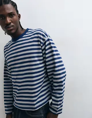 COLLUSION long sleeve tee in navy stripe