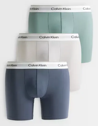 Calvin Klein Icon Cotton Stretch 3 pack boxer briefs in gray/green/silver