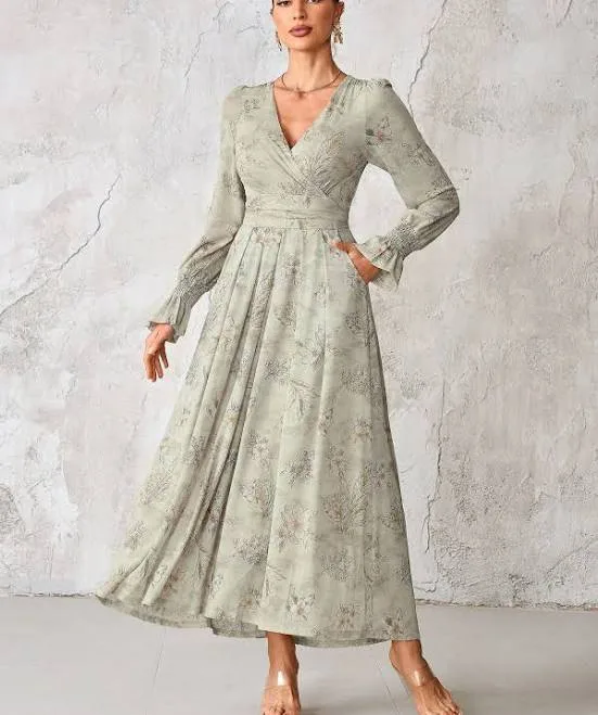 Jolie Moi Floral Long Sleeve Maxi Dress