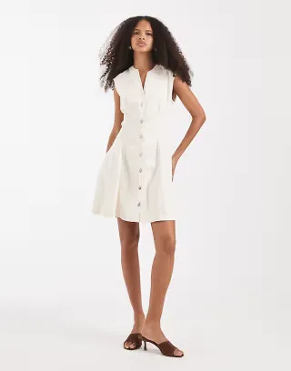 ONLY v-neck mini dress in cream