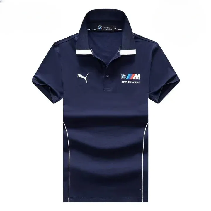 BMW men's navy buttoned polo shirt