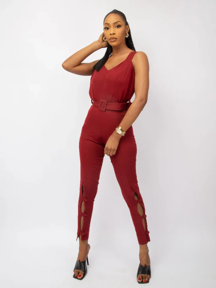 BELTED WAIST JUMPSUIT