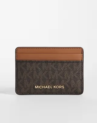 Michael Kors Jet Set cardholder in brown monogram print