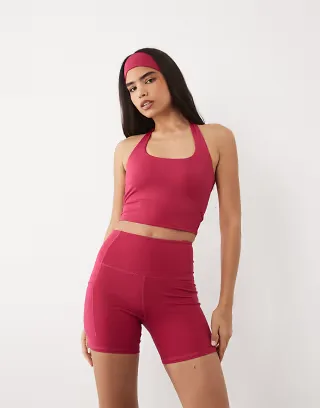 4505 active waist snatching high rise 5" legging shorts in pomegranate
