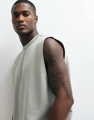 ASOS DESIGN breatheMAX™ heavyweight oversized tank in light green cotton blend