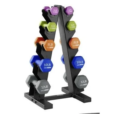 HolaHatha Dumbbell Hand Weights Set with Rack