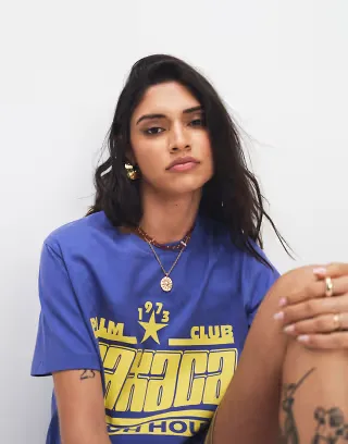 ASOS DESIGN regular fit T-shirt with Oaxaca graphic in purple