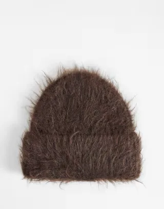 Gina tricot fluffy beanie in brown