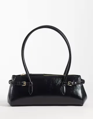 ASOS DESIGN textured belted shoulder bag in black