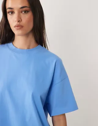 4505 Icon heavyweight cotton oversized T-shirt with quick dry finish in washed azure blue