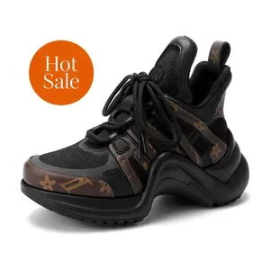 2026 New Women's Dad Shoes Versatile Black White Brown Thick Sole Lace-up Elevated Casual Sneakers INS Fashion Trend Run