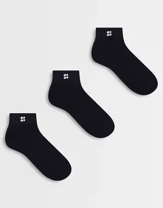 Sweaty Betty Essentials 3 pack mini crew sock in black