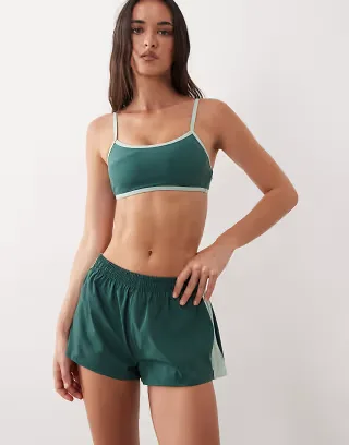 Cotton On active ultra soft double strap back crop in bistro green
