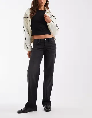 ONLY Maddie low waist baggies jeans in washed black