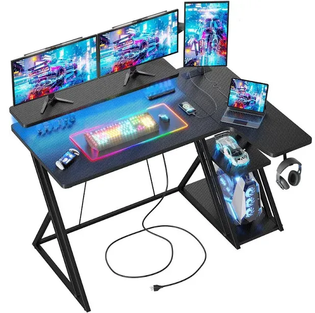 BEXEVUE L-Shaped Computer Gaming Desk