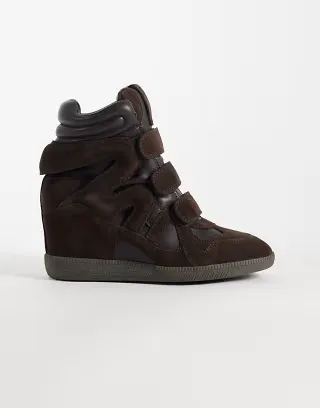 Steve Madden Mavis wedge sneakers in dark brown suede