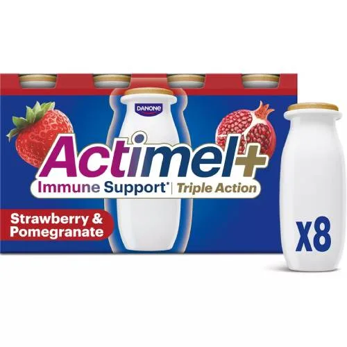 Actimel + Triple Action Immune Support Strawberry & Pomengrante 100 g x8