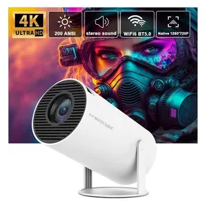 MAGCUBIC Portable 4K Ultra HD LCD Projector - 200 ANSI Brightness, Dual HDMI, Dual WiFi6, Bluetooth 5, Android 11 Home C