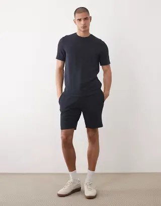 Boss Bodywear Ribbed lounge shorts in navy - part of a set