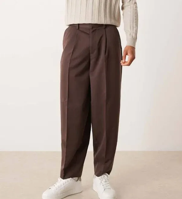 ASOS Pleated Wide Barrel Leg Dress Pants