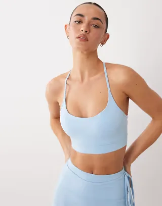 4505 Icon soft touch light support sports bra with adjustable straps in baby blue