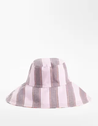 ASOS DESIGN reversible canvas hat in multi stripes