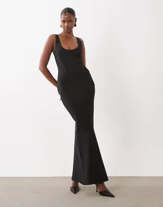 ASOS DESIGN striped bandage maxi skirt in black