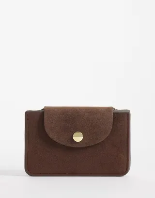 & Other Stories card holder with flap in brown