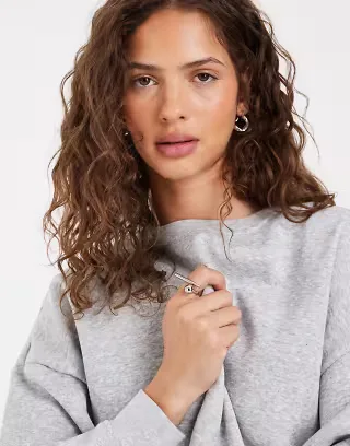 Pieces oversized sweatshirt in light heather gray - part of a set