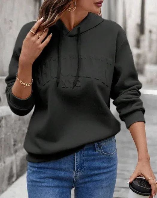 EMERY ROSE Women's Letter Print Oversized Hoodie