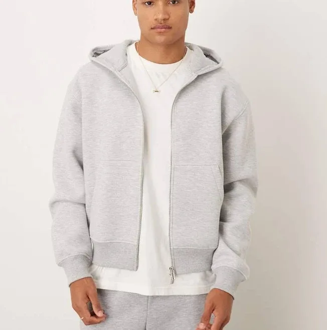 ASOS Design Men's Heavyweight Boxy Relaxed Zip Through Hoodie