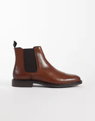 ASOS DESIGN chelsea boots in burnished tan leather