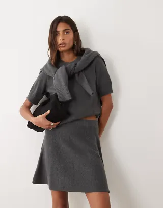 ASOS DESIGN wool blend mini skirt in charcoal