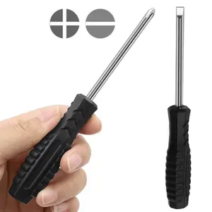 5mm Cross Slotted Screwdriver - Black Textured Grip Handle, Precision Steel Tip, Durable Hand Tool for Electronics, Appl