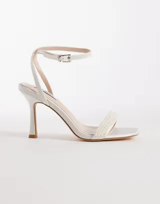 Be Mine Bridal Camden heeled sandals with faux pearls in ivory satin