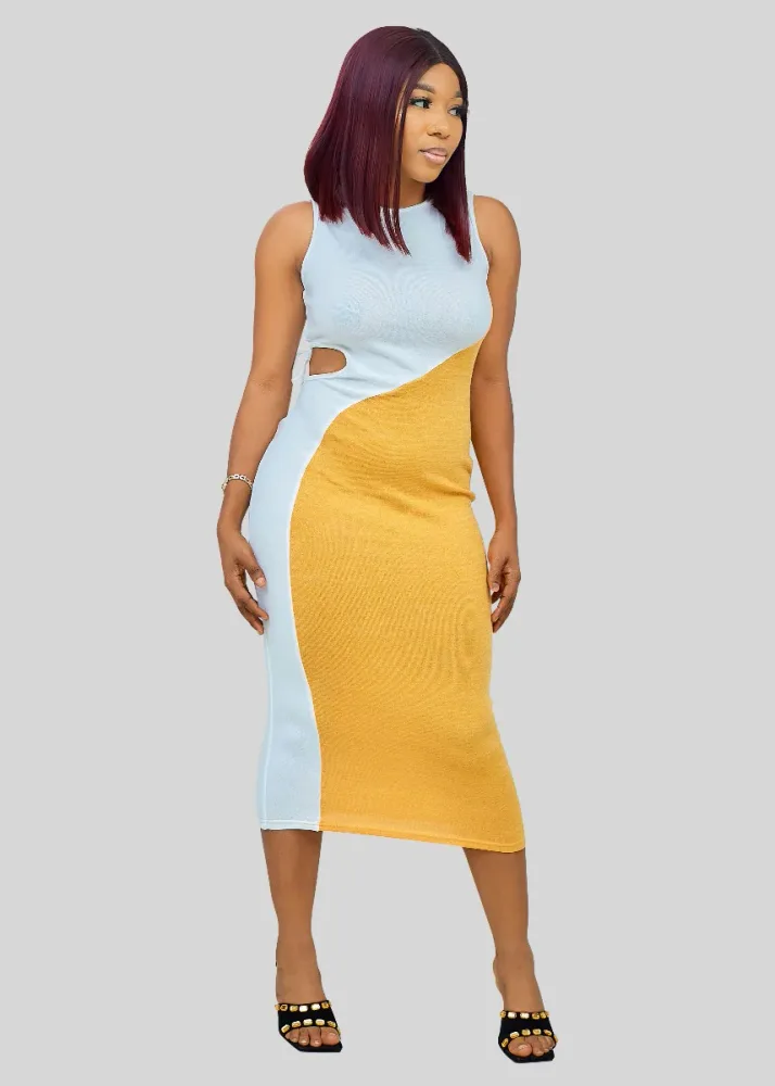 SLEEVELESS OPEN BACK MIDI DRESS