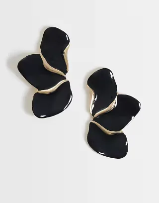 DesignB London black flower earrings