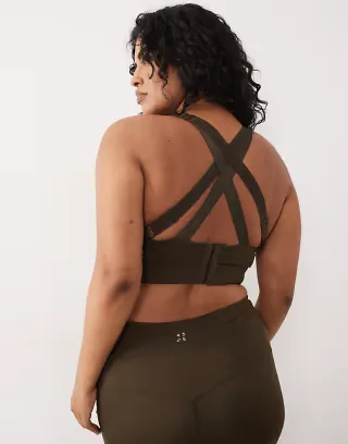 4505 Curve Icon active high support sports bra with removable padding and adjustable straps in coffee