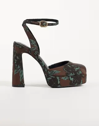 ASOS DESIGN Peaked platform high heeled shoes in chocolate velvet