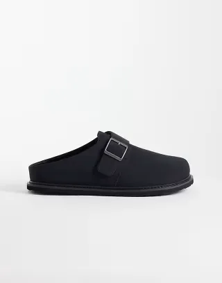 ASOS DESIGN mule sandals with buckle in black