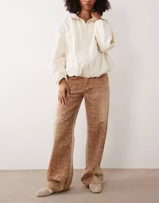 Lioness Uptown wide leg jean in fawn print