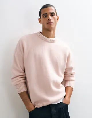 ASOS DESIGN super oversized knit sweater in pink heather
