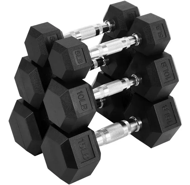 110 LB PEV Hex Dumbbells Set - 25LB×2 + 30LB×2, PEV Coated Dumbbell Set with Non-Slip Handles, Strength Training Exercis