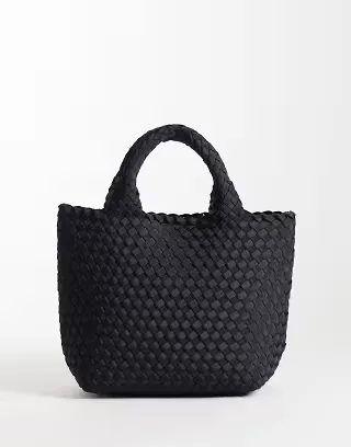 ASOS DESIGN satin weave mini tote bag in black