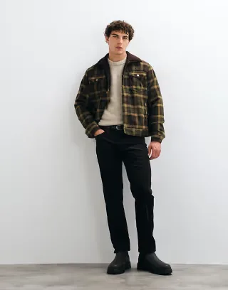 Mango cord straight trouser in dark brown
