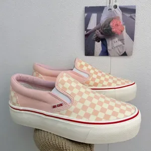Designer shoe Korean Street Style Thick-Soled Black and White Checkerboard Canvas for Women Height Increasing Student Sl