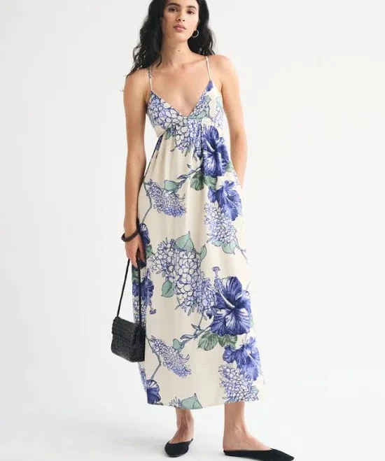 Abercrombie & Fitch Women's Bra-Free Clasp-Back Flowy Maxi Dress