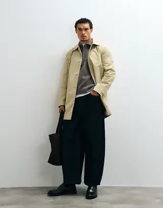 ASOS DESIGN trench coat in stone